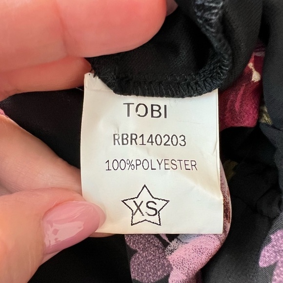 Tobi chiffon floral print faux wrap romper, long slit sleeve, lined, XS - Picture 10 of 12